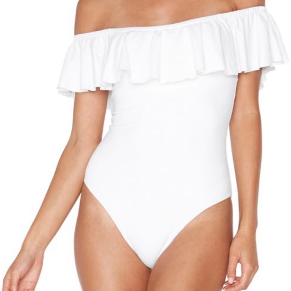 L*Space white one shoulder swim suit
